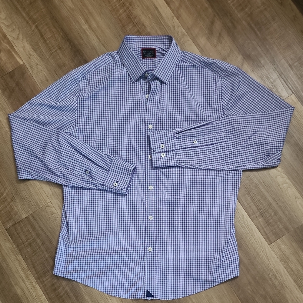UNTUCKit Boundriotte Slim Fit Purple Checkered Button Down Shirt - Picture 3 of 13